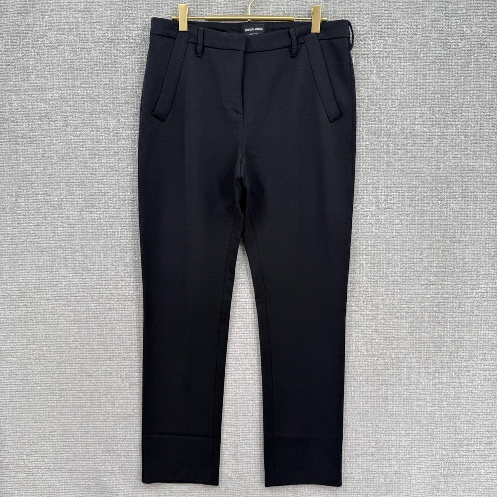 Giorgio Armani Trousers Men 32 M Black Virgin Wool Blend Slim Luxury